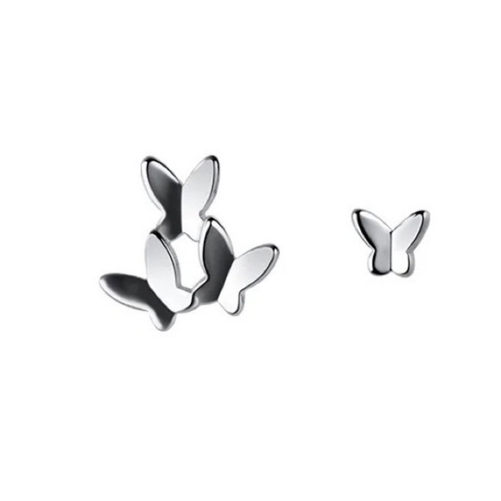 NWOT 925 Sterling Silver Asymmetrical Butterfly Earrings.